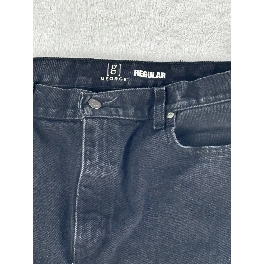 George Jeans Mens Black Straight Leg Mid Rise Jeans Size 36x32‎